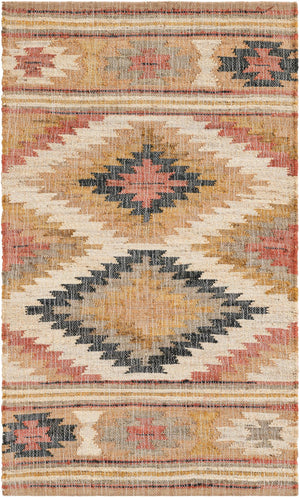 Multicolor 3' 1 x 5' 1 Kilim Jute Rectangle Area Rug 95% Jute & 5% Cotton Rustic Vintage Look Carpet for Unique Home Interior Design for Sale at Rug Engine