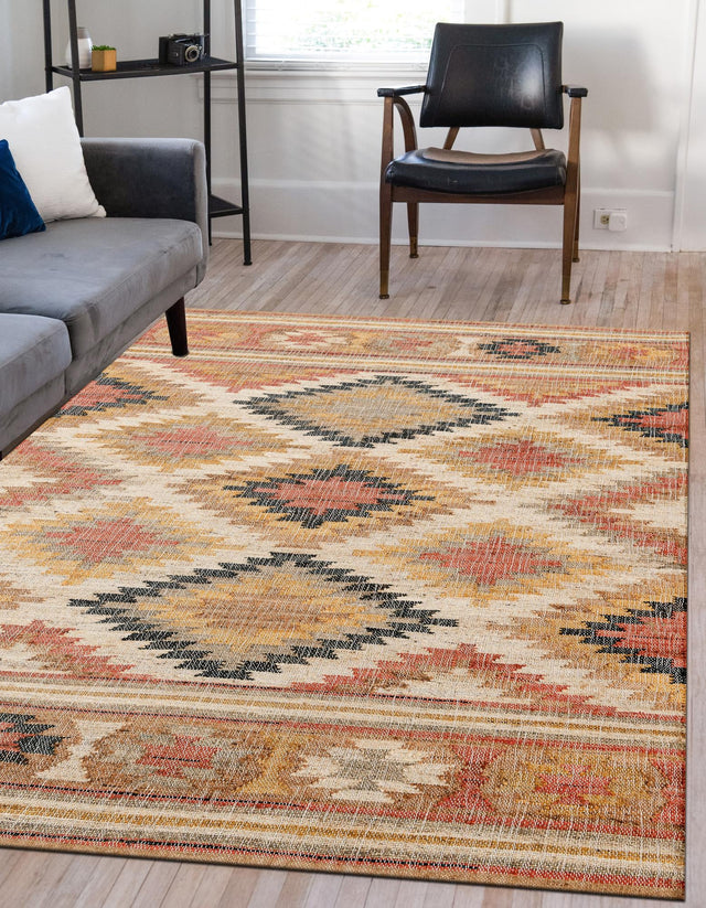Multicolor 3' 1 x 5' 1 Kilim Jute Rectangle Area Rug 95% Jute & 5% Cotton Rustic Vintage Look Carpet for Unique Home Interior Design for Sale at Rug Engine