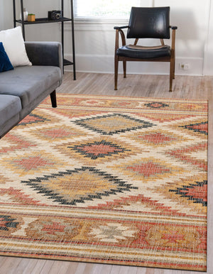 Multicolor 9' x 12' Kilim Jute Rectangle Area Rug 95% Jute & 5% Cotton Rustic Vintage Look Carpet for Unique Home Interior Design for Sale at Rug Engine