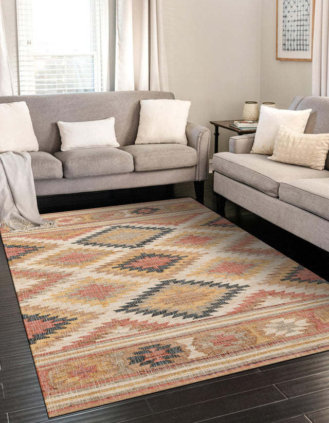 Multicolor 7' 10 x 10' Kilim Jute Rectangle Area Rug 95% Jute & 5% Cotton Rustic Vintage Look Carpet for Unique Home Interior Design for Sale at Rug Engine