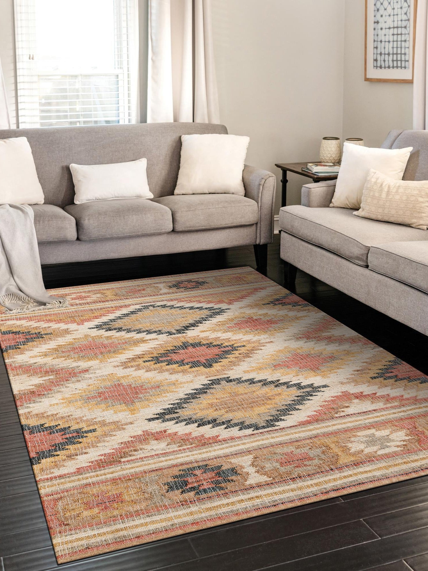Multicolor 5' 1 x 8' Kilim Jute Rectangle Area Rug 95% Jute & 5% Cotton Rustic Vintage Look Carpet for Unique Home Interior Design for Sale at Rug Engine
