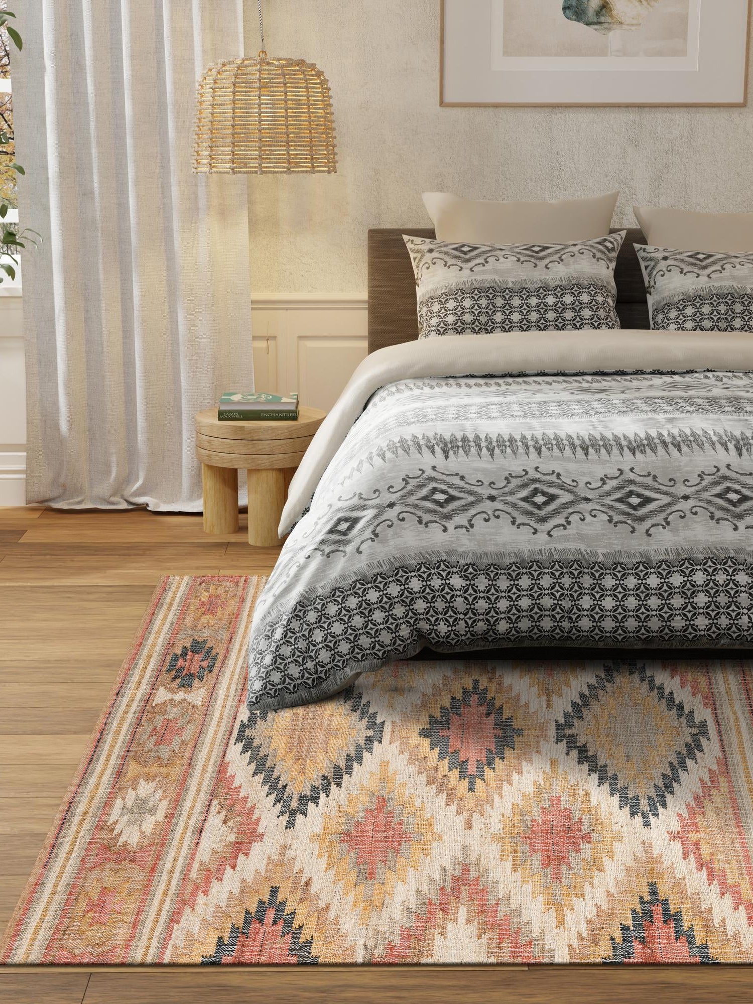 Multicolor 5' 1 x 8' Kilim Jute Rectangle Area Rug 95% Jute & 5% Cotton Rustic Vintage Look Carpet for Unique Home Interior Design for Sale at Rug Engine