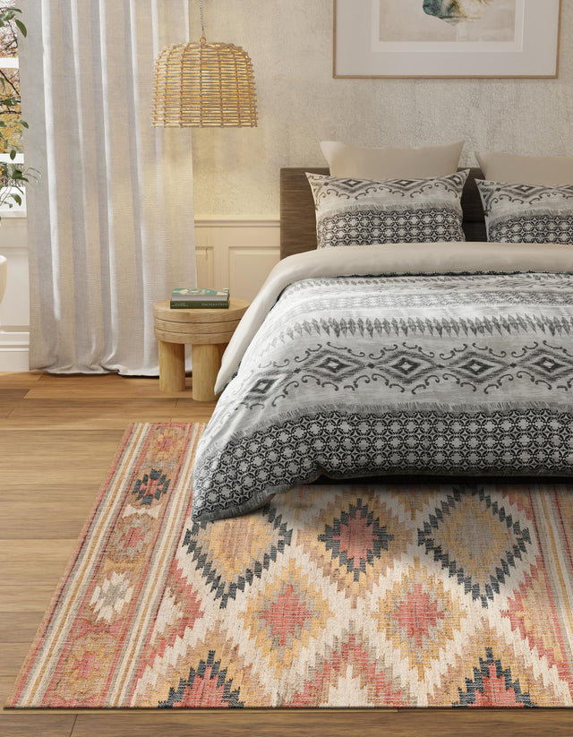Multicolor 5' 1 x 8' Kilim Jute Rectangle Area Rug 95% Jute & 5% Cotton Rustic Vintage Look Carpet for Unique Home Interior Design for Sale at Rug Engine
