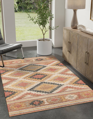 Multicolor 5' 1 x 8' Kilim Jute Rectangle Area Rug 95% Jute & 5% Cotton Rustic Vintage Look Carpet for Unique Home Interior Design for Sale at Rug Engine
