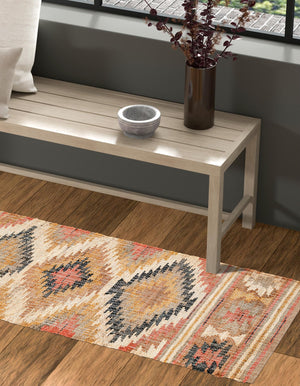 Multicolor 2' x 6' 1 Kilim Jute Runner Area Rug 95% Jute & 5% Cotton Rustic Vintage Look Carpet for Unique Home Interior Design for Sale at Rug Engine