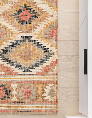 Multicolor 2' x 8' Kilim Jute Runner Area Rug 95% Jute & 5% Cotton Rustic Vintage Look Carpet for Unique Home Interior Design for Sale at Rug Engine