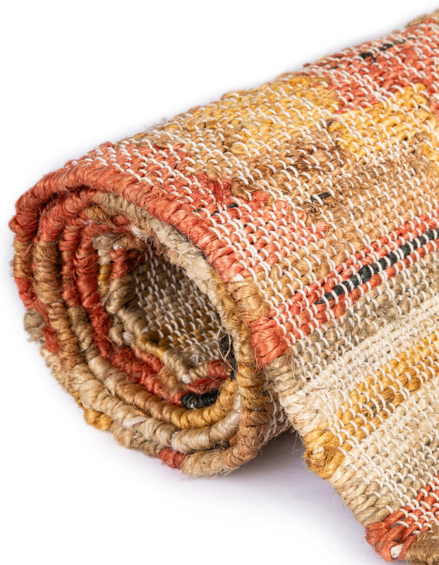 Multicolor 2' x 8' Kilim Jute Runner Area Rug 95% Jute & 5% Cotton Rustic Vintage Look Carpet for Unique Home Interior Design for Sale at Rug Engine