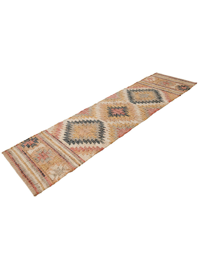 Multicolor 2' x 8' Kilim Jute Runner Area Rug 95% Jute & 5% Cotton Rustic Vintage Look Carpet for Unique Home Interior Design for Sale at Rug Engine