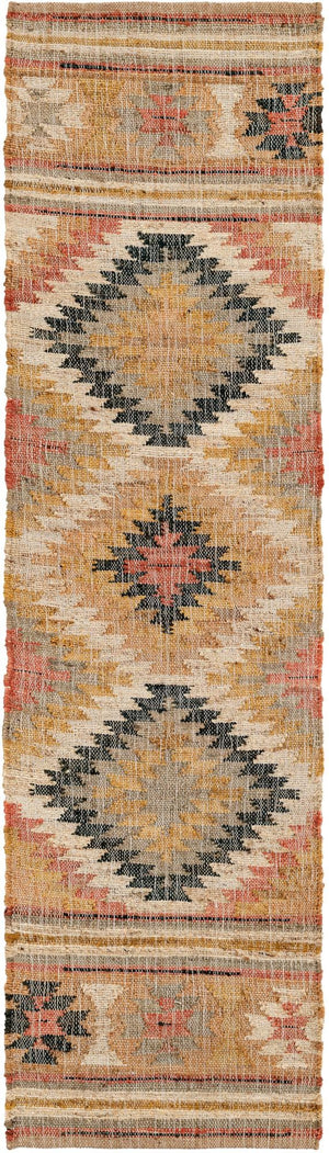Multicolor 2' x 8' Kilim Jute Runner Area Rug 95% Jute & 5% Cotton Rustic Vintage Look Carpet for Unique Home Interior Design for Sale at Rug Engine
