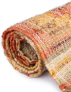 Multicolor 7' 10 x 7' 10 Kilim Jute Square Area Rug 95% Jute & 5% Cotton Rustic Vintage Look Carpet for Unique Home Interior Design for Sale at Rug Engine