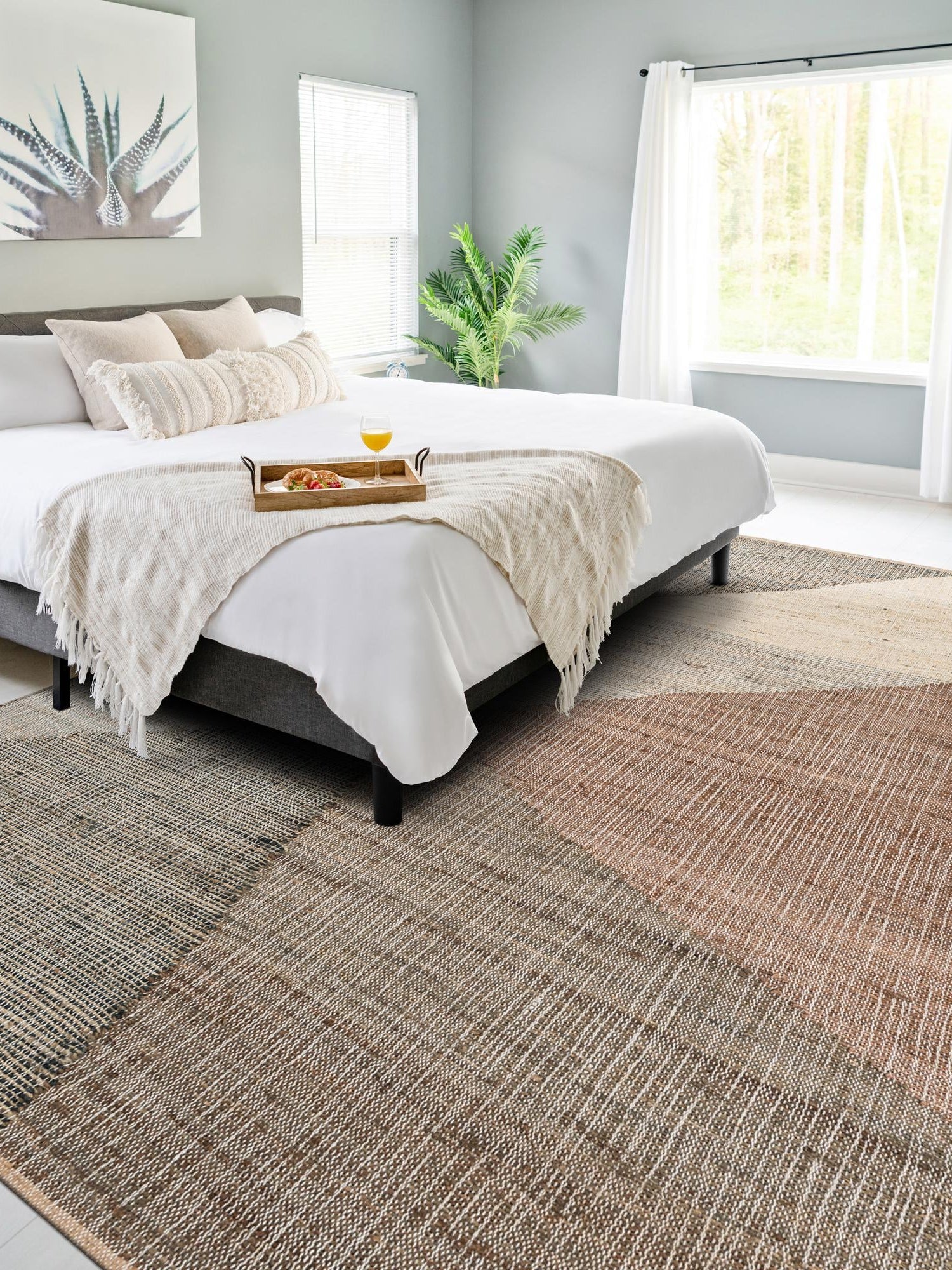 Multicolor 7' 10 x 10' Kilim Jute Rectangle Area Rug 95% Jute & 5% Cotton Rustic Vintage Look Carpet for Unique Home Interior Design for Sale at Rug Engine