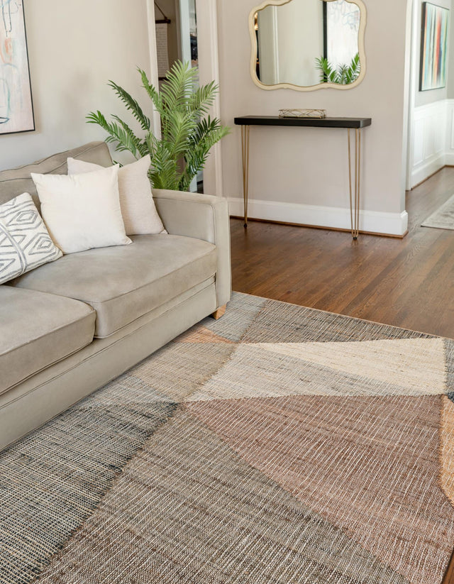Multicolor 9' x 12' Kilim Jute Rectangle Area Rug 95% Jute & 5% Cotton Rustic Vintage Look Carpet for Unique Home Interior Design for Sale at Rug Engine