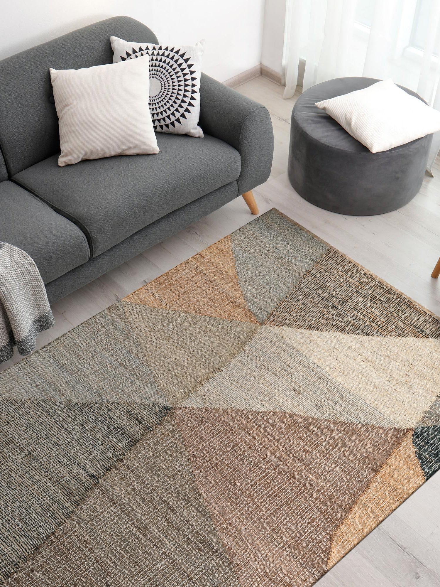 Multicolor 7' 10 x 10' Kilim Jute Rectangle Area Rug 95% Jute & 5% Cotton Rustic Vintage Look Carpet for Unique Home Interior Design for Sale at Rug Engine