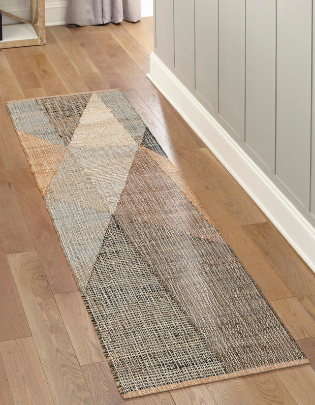 Multicolor 2' x 8' Kilim Jute Runner Area Rug 95% Jute & 5% Cotton Rustic Vintage Look Carpet for Unique Home Interior Design for Sale at Rug Engine