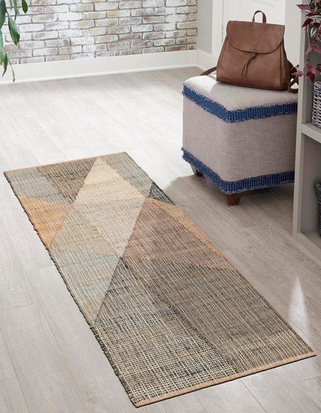 Multicolor 2' 7 x 10' Kilim Jute Runner Area Rug 95% Jute & 5% Cotton Rustic Vintage Look Carpet for Unique Home Interior Design for Sale at Rug Engine