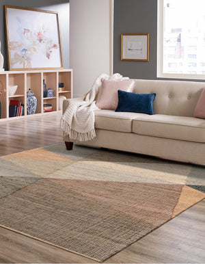 Multicolor 7' 10 x 7' 10 Kilim Jute Square Area Rug 95% Jute & 5% Cotton Rustic Vintage Look Carpet for Unique Home Interior Design for Sale at Rug Engine