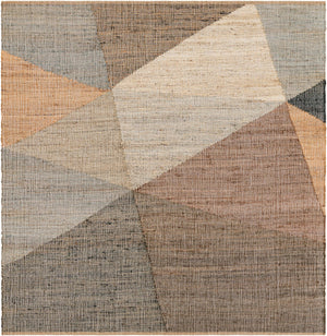 Multicolor 7' 10 x 7' 10 Kilim Jute Square Area Rug 95% Jute & 5% Cotton Rustic Vintage Look Carpet for Unique Home Interior Design for Sale at Rug Engine