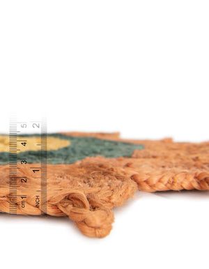Orange Green Yellow 6' 1 x 6' 1 Braided Jute Round Rug