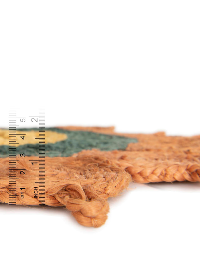 Orange Green Yellow 6' 1 x 6' 1 Braided Jute Round Rug