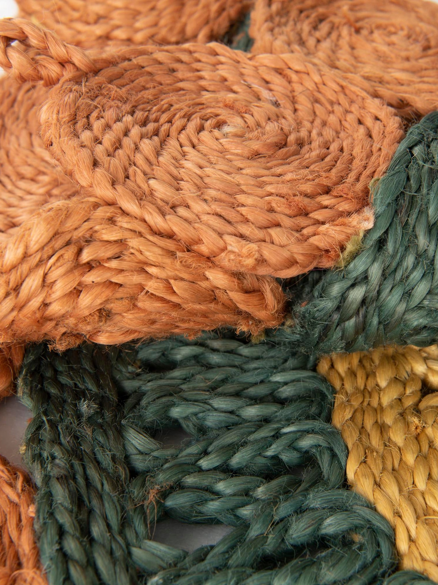Orange Green Yellow 4' 1 x 4' 1 Braided Jute Round Area Rug 100% Jute Hand Braided Natural Eco-Friendly Boho Style Carpet for Living Rooms Dining Office Space Dorms for Sale at Rug Engine