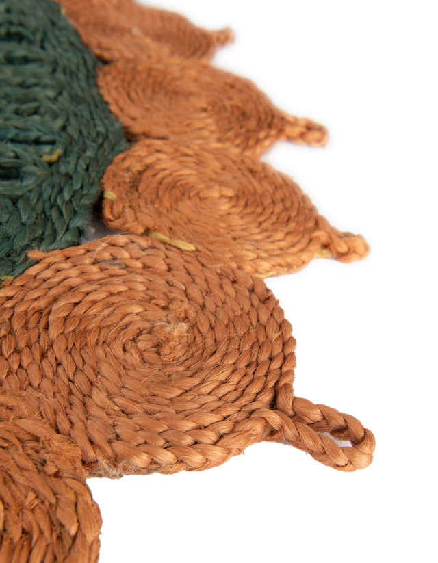 Orange Green Yellow 5' 1 x 5' 1 Braided Jute Round Rug