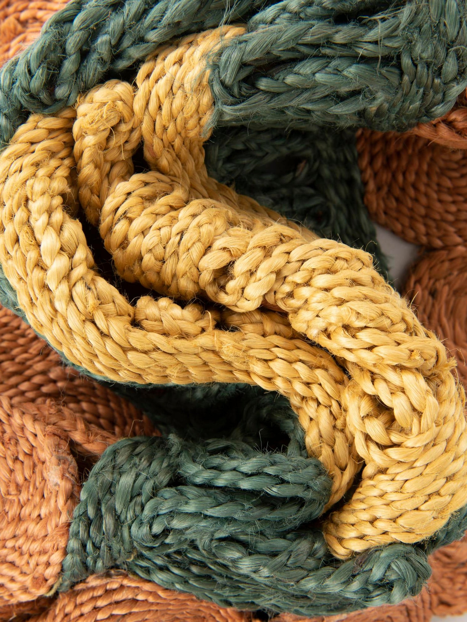 Orange Green Yellow 4' 1 x 4' 1 Braided Jute Round Area Rug 100% Jute Hand Braided Natural Eco-Friendly Boho Style Carpet for Living Rooms Dining Office Space Dorms for Sale at Rug Engine