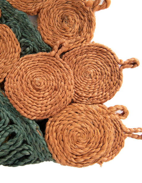 Orange Green Yellow 5' 1 x 5' 1 Braided Jute Round Rug