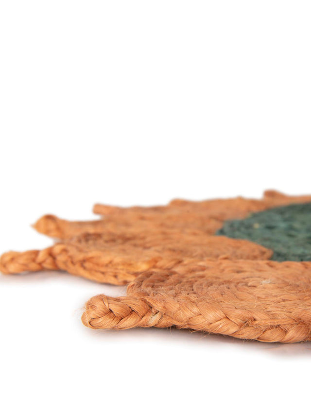 Orange Green Yellow 5' 1 x 5' 1 Braided Jute Round Rug
