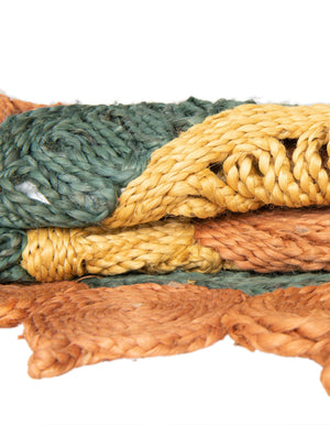 Orange Green Yellow 5' 1 x 5' 1 Braided Jute Round Rug