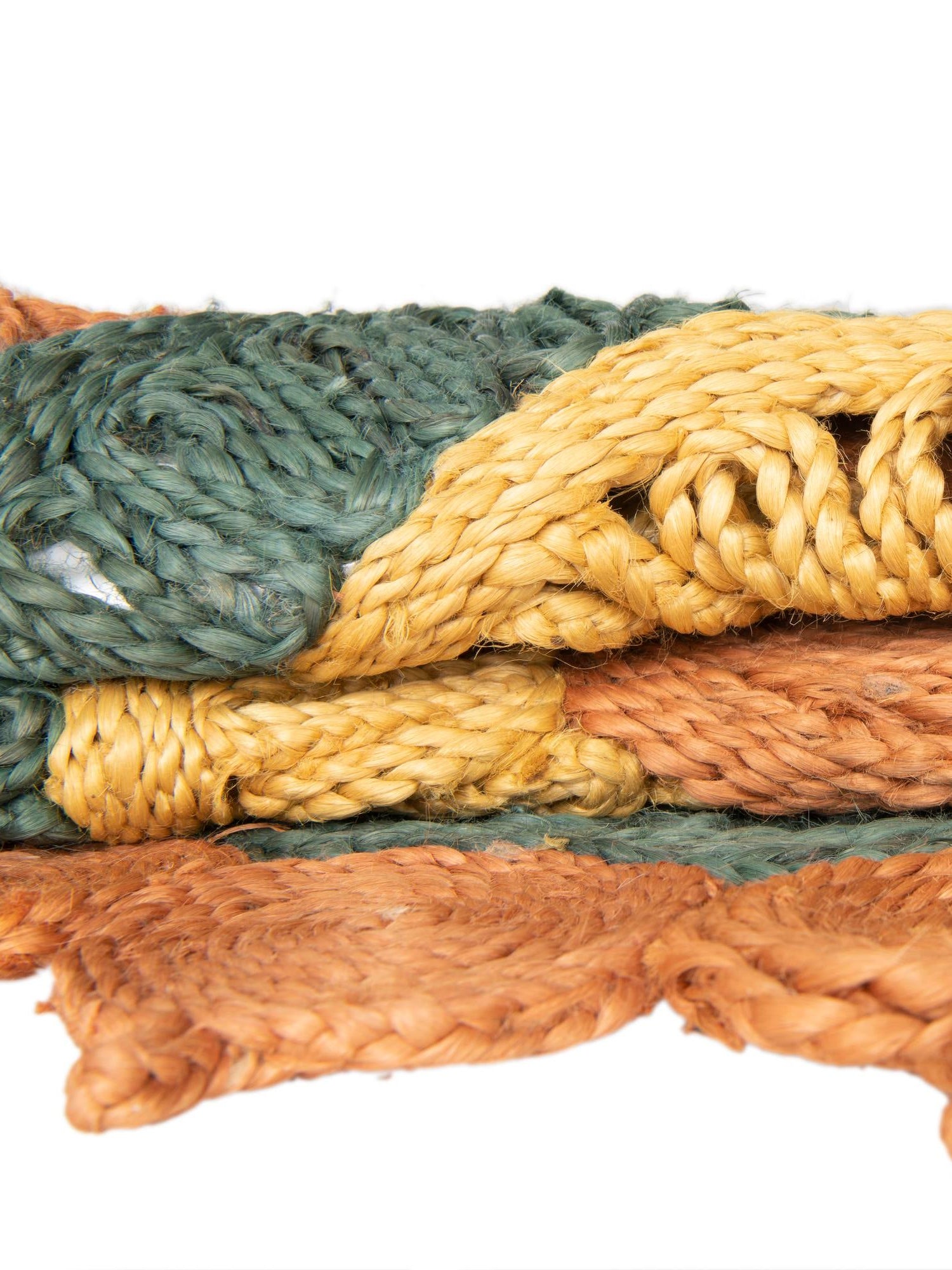 Orange Green Yellow 4' 1 x 4' 1 Braided Jute Round Area Rug 100% Jute Hand Braided Natural Eco-Friendly Boho Style Carpet for Living Rooms Dining Office Space Dorms for Sale at Rug Engine