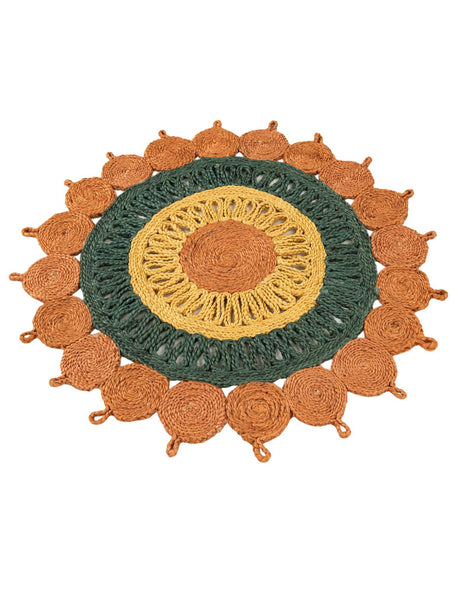 Orange Green Yellow 3' 1 x 3' 1 Braided Jute Round Area Rug 100% Jute Hand Braided Natural Eco-Friendly Boho Style Carpet for Living Rooms Dining Office Space Dorms for Sale at Rug Engine