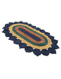 Navy Blue Yellow Green 3' 1 x 5' 1 Braided Jute Oval Rug