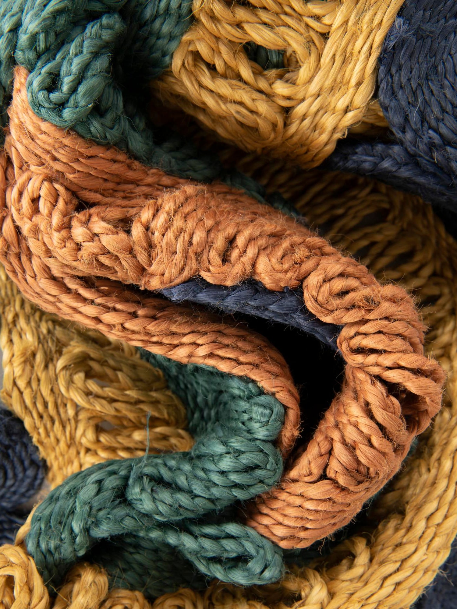 Navy Blue Yellow Green 7' 10 x 7' 10 Braided Jute Round Area Rug 100% Jute Hand Braided Natural Eco-Friendly Boho Style Carpet for Living Rooms Dining Office Space Dorms for Sale at Rug Engine