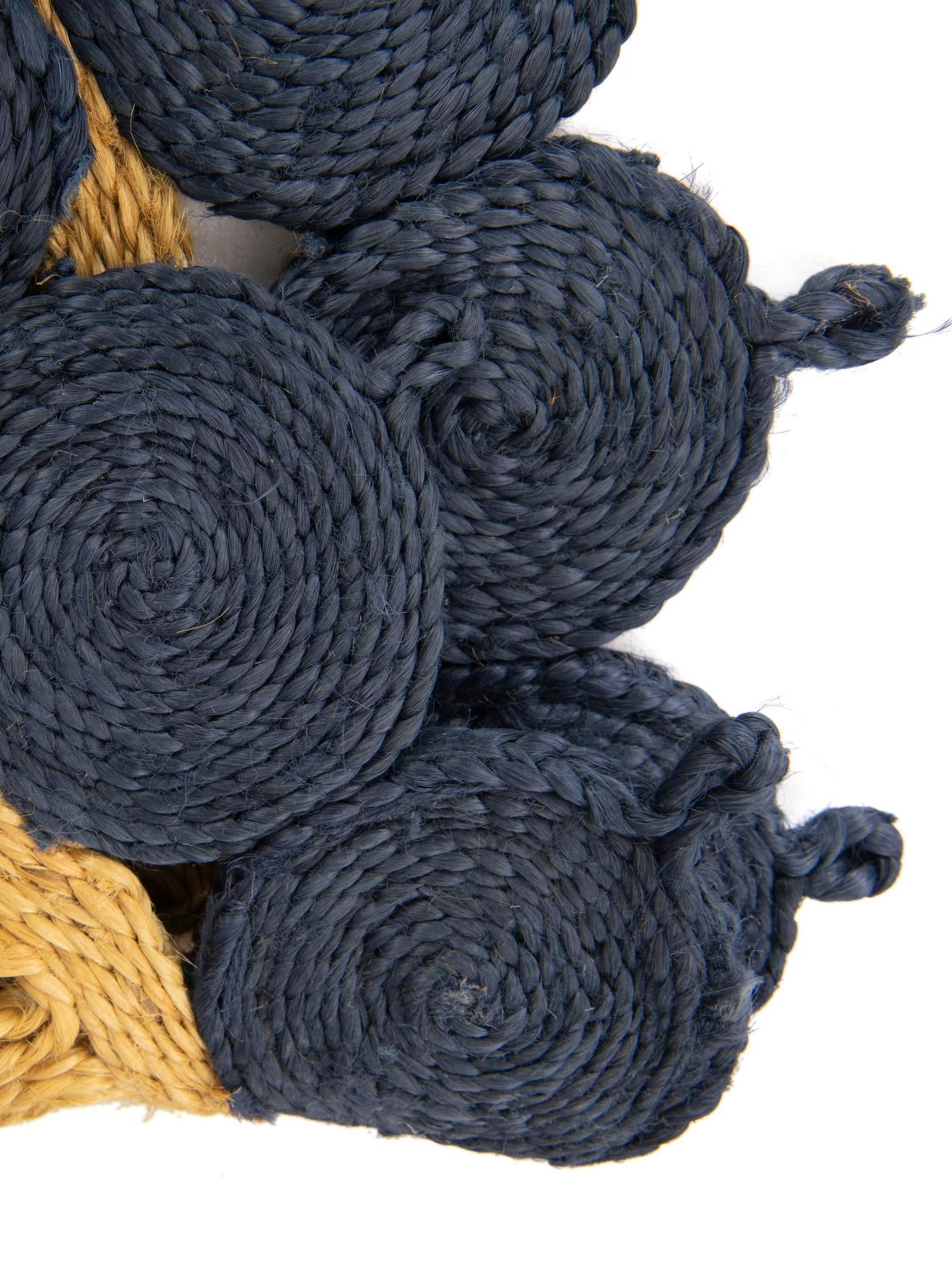 Navy Blue Yellow Green 5' 1 x 5' 1 Braided Jute Round Area Rug 100% Jute Hand Braided Natural Eco-Friendly Boho Style Carpet for Living Rooms Dining Office Space Dorms for Sale at Rug Engine