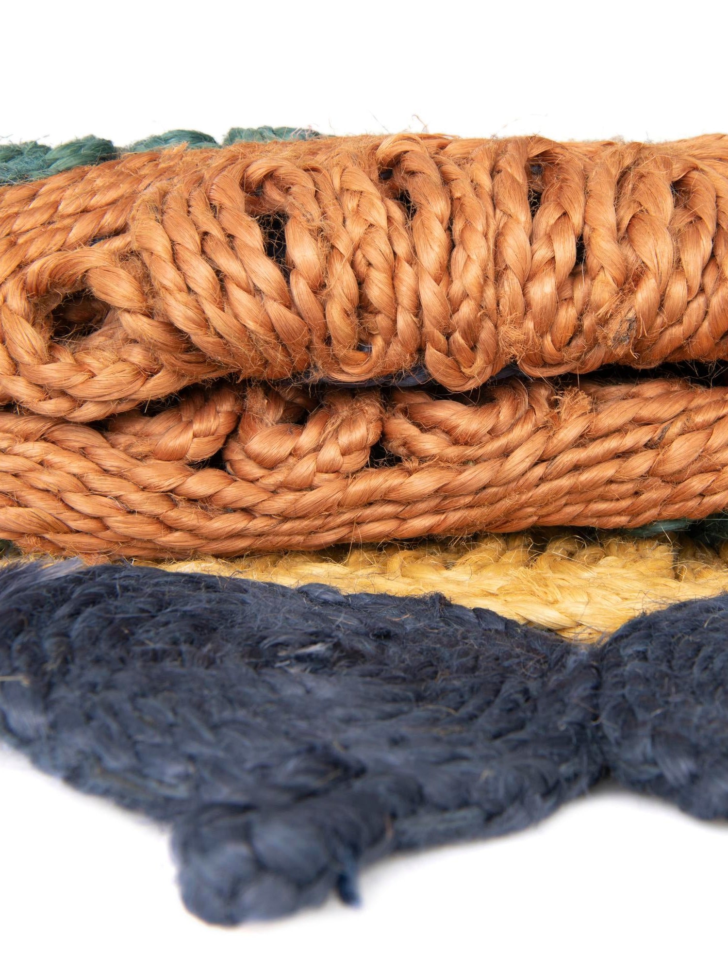 Navy Blue Yellow Green 4' 1 x 4' 1 Braided Jute Round Area Rug 100% Jute Hand Braided Natural Eco-Friendly Boho Style Carpet for Living Rooms Dining Office Space Dorms for Sale at Rug Engine