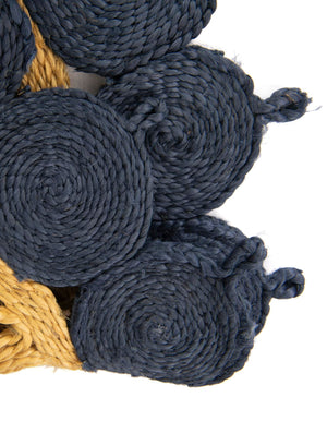 Navy Blue Yellow Green 4' 1 x 6' 1 Braided Jute Oval Rug