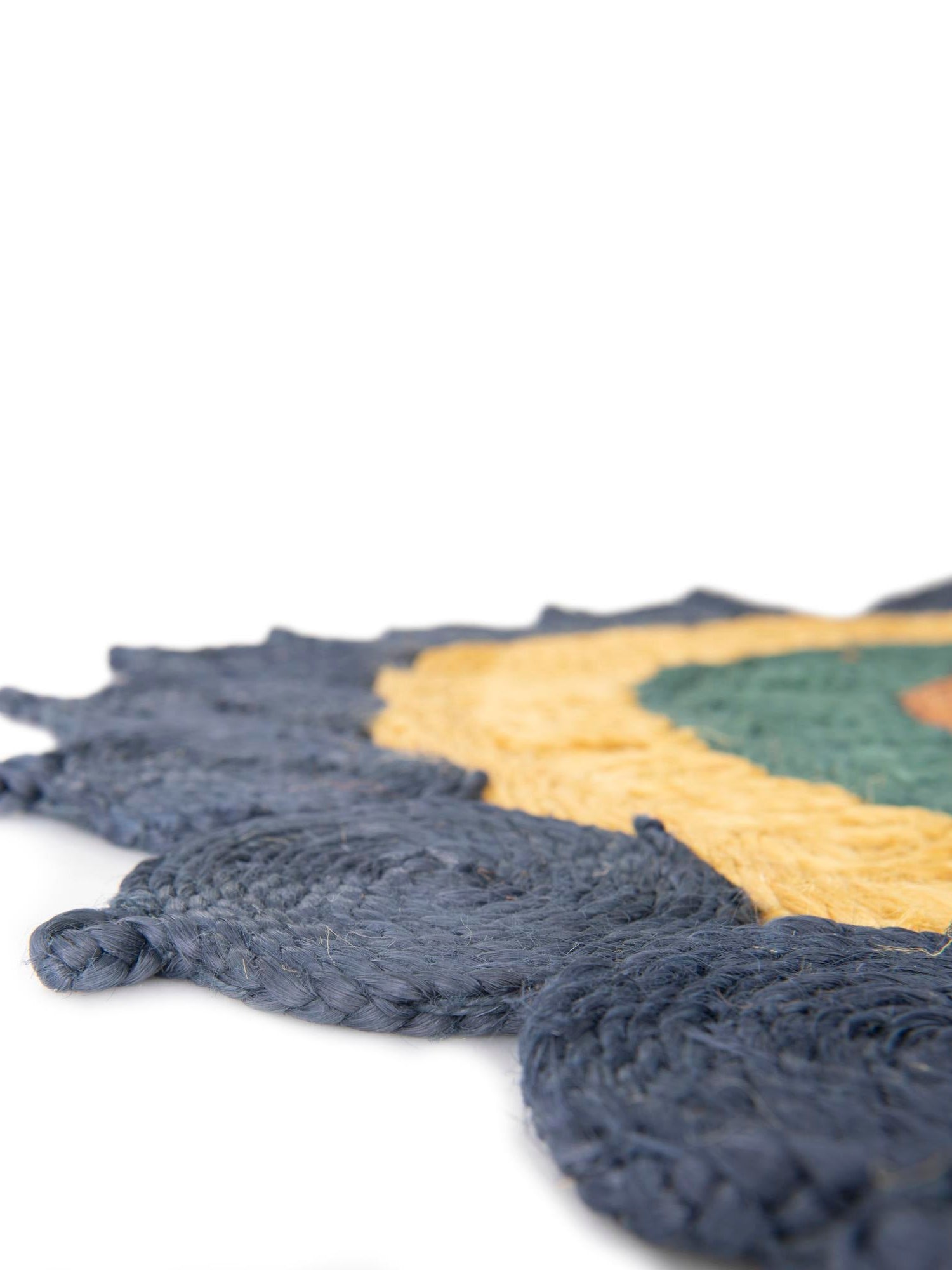 Navy Blue Yellow Green 2' x 3' 1 Braided Jute Oval Area Rug 100% Jute Hand Braided Natural Eco-Friendly Boho Style Carpet for Living Rooms Dining Office Space Dorms for Sale at Rug Engine
