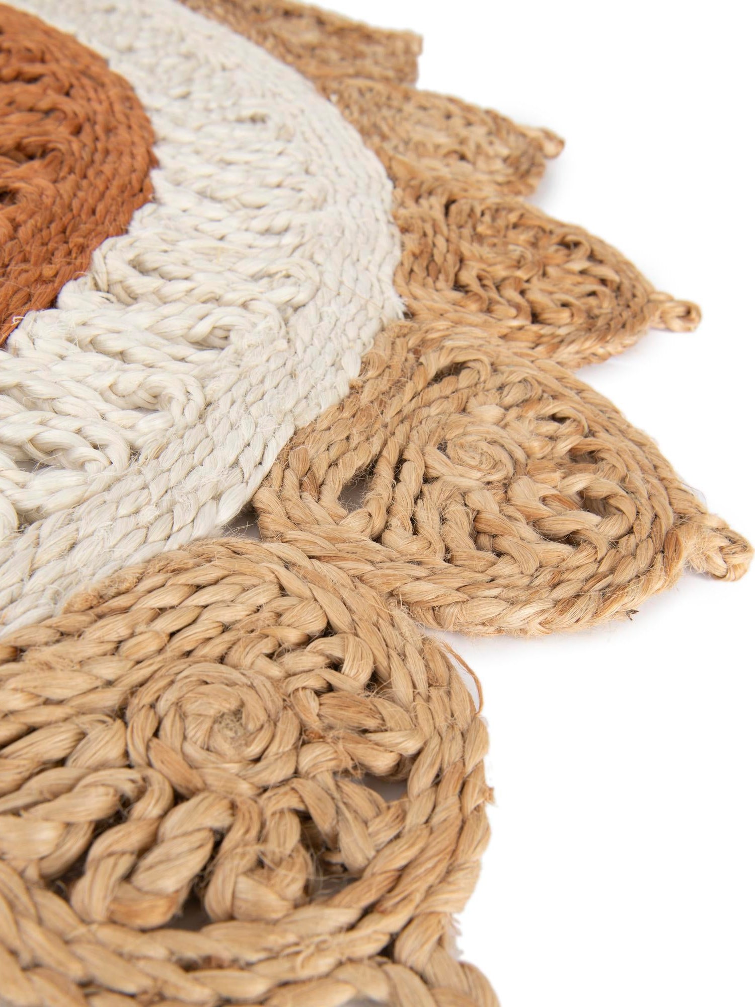 Natural White Orange Pink 5' 1 x 5' 1 Braided Jute Round Area Rug 100% Jute Hand Braided Natural Eco-Friendly Boho Style Carpet for Living Rooms Dining Office Space Dorms for Sale at Rug Engine