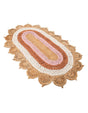 Natural White Orange Pink 3' 1 x 5' 1 Braided Jute Oval Rug