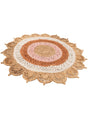 Natural White Orange Pink 4' 1 x 4' 1 Braided Jute Round Rug