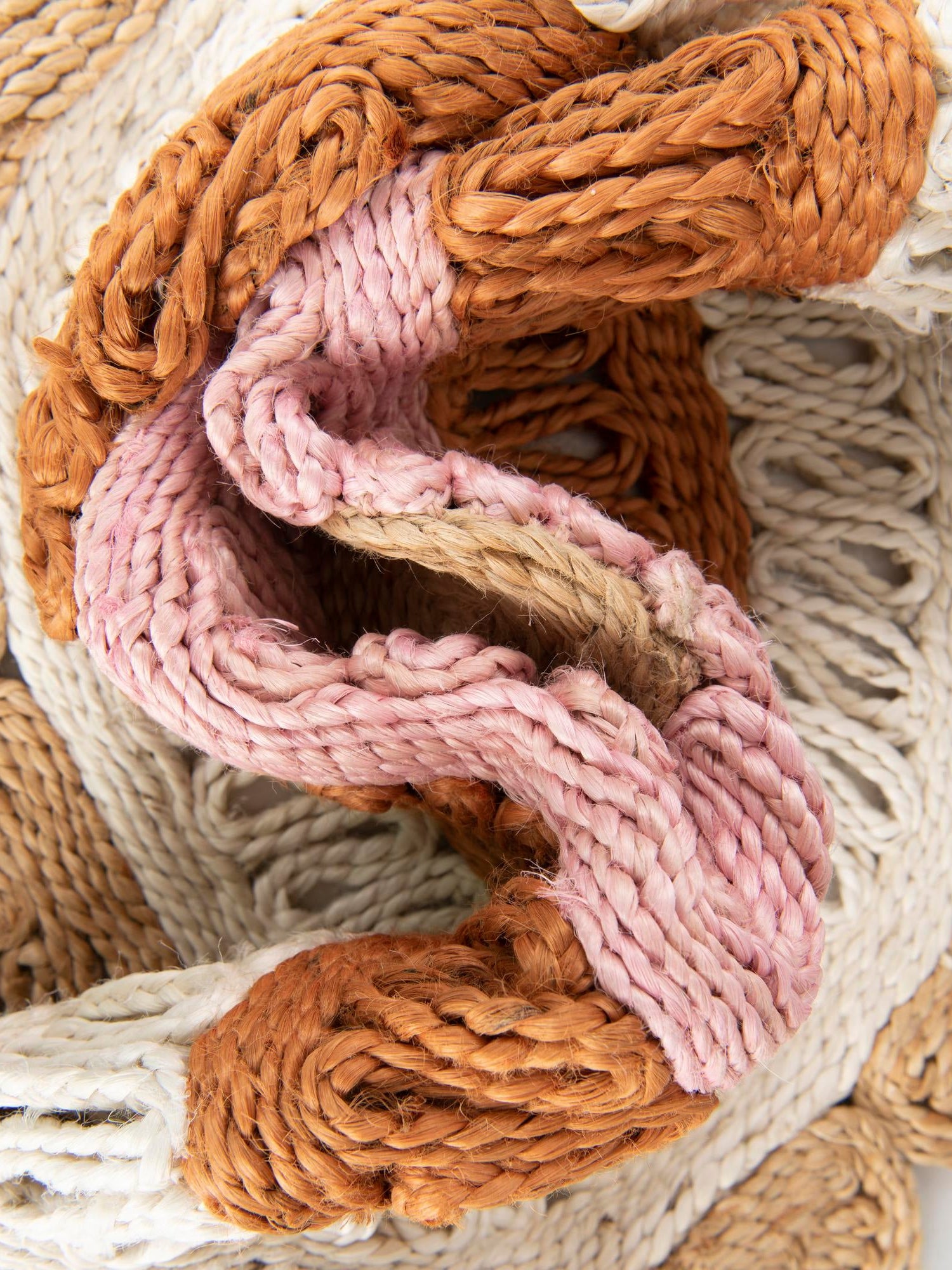 Natural White Orange Pink 2' x 3' 1 Braided Jute Oval Area Rug 100% Jute Hand Braided Natural Eco-Friendly Boho Style Carpet for Living Rooms Dining Office Space Dorms for Sale at Rug Engine