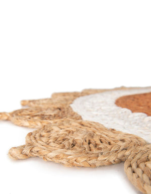 Natural White Orange Pink 3' 1 x 5' 1 Braided Jute Oval Rug