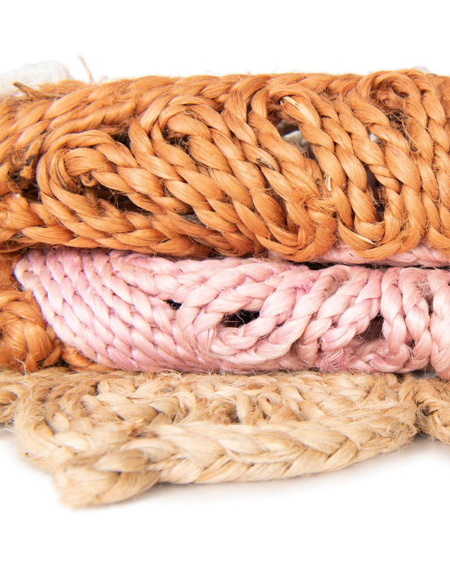 Natural White Orange Pink 3' 1 x 5' 1 Braided Jute Oval Rug