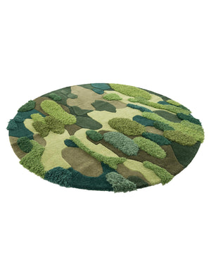 Green 5' 1 x 5' 1 Moss Garden Round Area Rug 80% Wool & 20% Cotton Nature Inspired All Natural Carpet for Home Interior Design for Sale at Rug Engine
