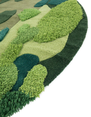 Green 7' 1 x 7' 1 Moss Garden Round Area Rug 80% Wool & 20% Cotton Nature Inspired All Natural Carpet for Home Interior Design for Sale at Rug Engine
