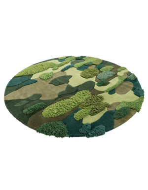 Green 5' 1 x 5' 1 Moss Garden Round Area Rug 80% Wool & 20% Cotton Nature Inspired All Natural Carpet for Home Interior Design for Sale at Rug Engine