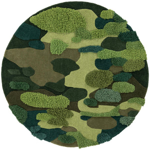 Green 5' 1 x 5' 1 Moss Garden Round Area Rug 80% Wool & 20% Cotton Nature Inspired All Natural Carpet for Home Interior Design for Sale at Rug Engine