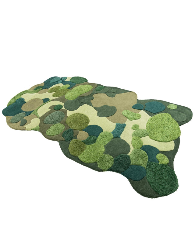 Green 5' 1 x 7' 1 Moss Garden Freeform Area Rug 80% Wool & 20% Cotton Nature Inspired All Natural Carpet for Home Interior Design for Sale at Rug Engine