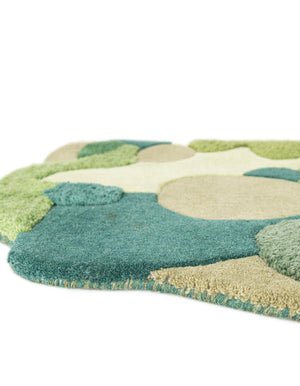 Green 5' 1 x 7' 1 Moss Garden Freeform Area Rug 80% Wool & 20% Cotton Nature Inspired All Natural Carpet for Home Interior Design for Sale at Rug Engine