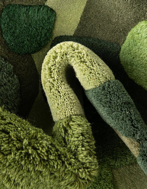 Green 4' 1 x 6' 1 Moss Garden Freeform Area Rug 80% Wool & 20% Cotton Nature Inspired All Natural Carpet for Home Interior Design for Sale at Rug Engine